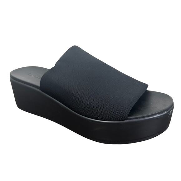 Bebe Size 9 Y2K 90s Black Slinky Platform Stretch Slide Sandals - Picture 1 of 11